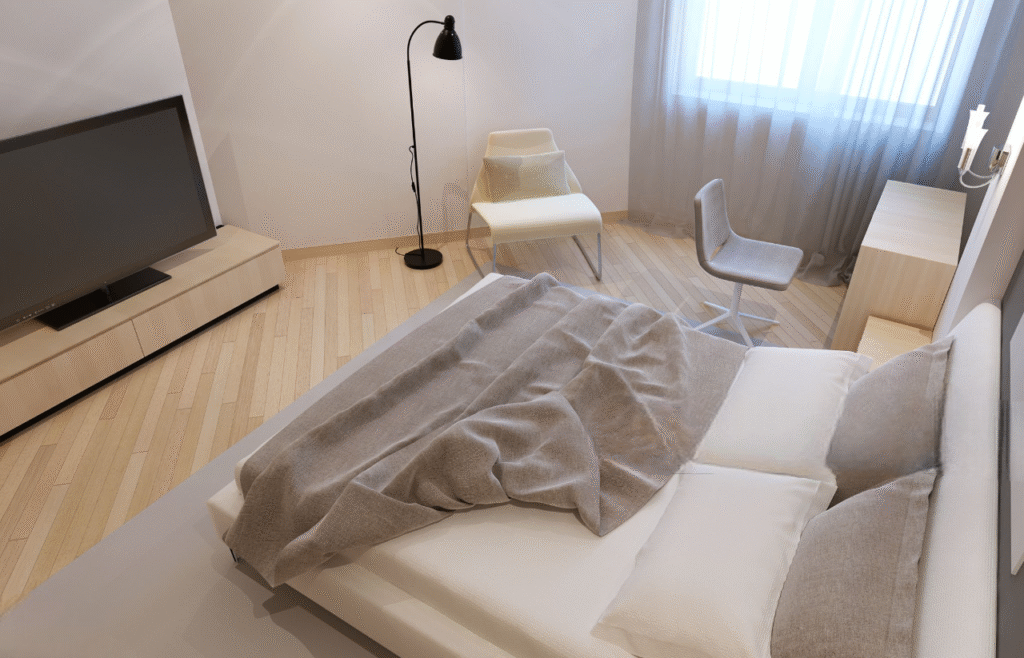 chambre cocooning beige et blanc