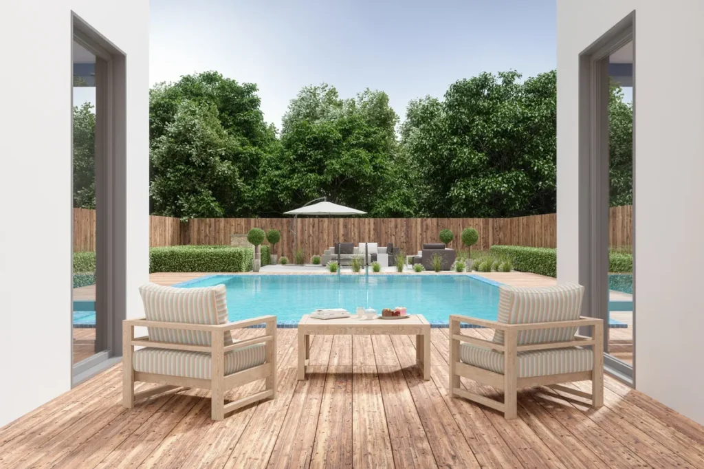 piscine sur terrasse bois